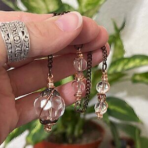 Handmade Copper Quartz Crystal Dowsing Pendulum